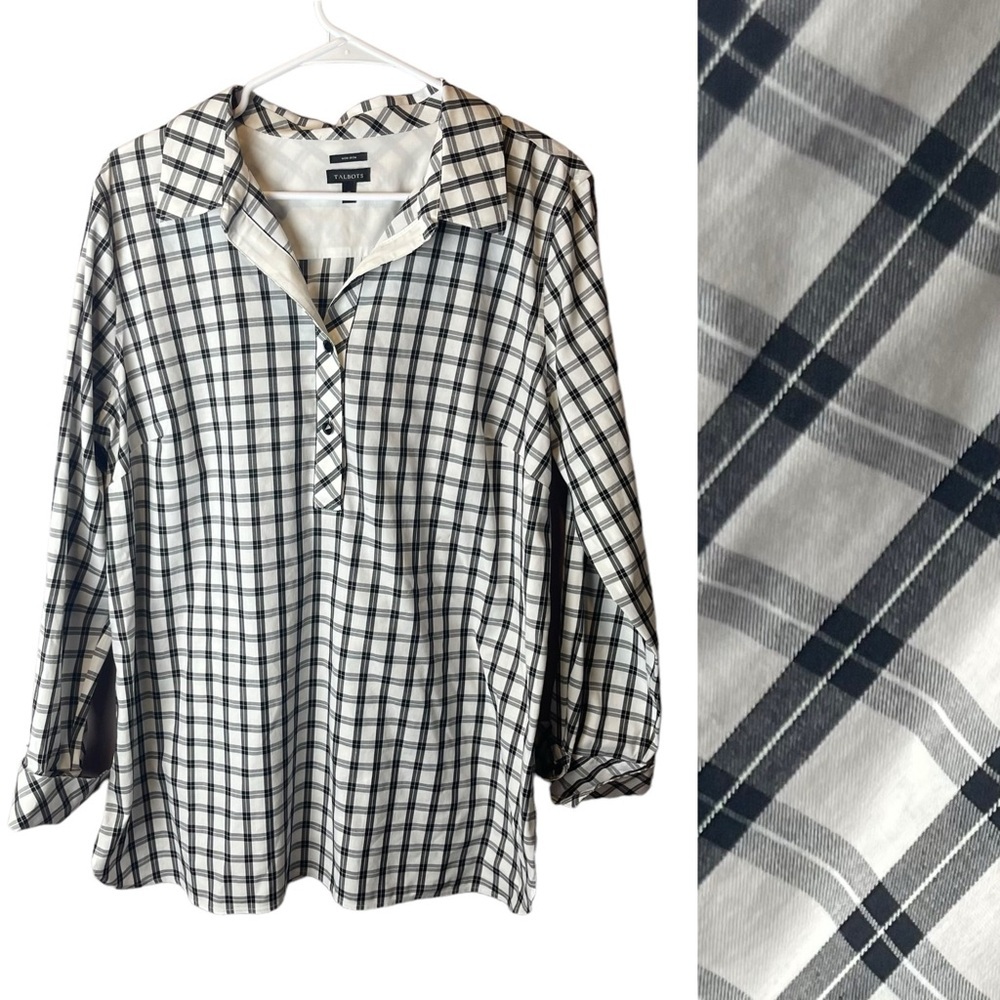 Talbots Non-Iron Scotch Plaid Perfect Tunic Top 16